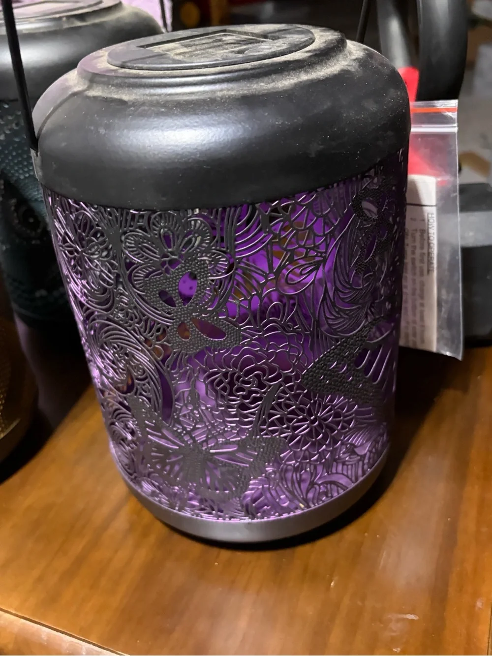 Purple Metal Filigree Lantern - Unbranded